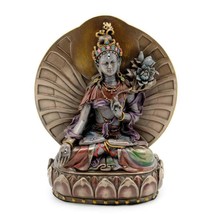 White Tara Statue 6&quot; Seated Buddhist Icon Goddess High Quality Bronze Resin New - £31.41 GBP