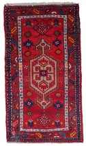 Handmade vintage Persian Hamadan rug 3.2&#39; x 6.2&#39; (100cm x 191cm) 1970s - £1,246.99 GBP