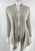 Linda Matthews Cardigan Sweater Sz Small Gray Open Drape Front Pointelle Womens - £18.99 GBP
