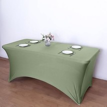 Eucalyptus Sage Green 6 Ft Rectangle Spandex Stretch Table Cover Fitted ... - £30.94 GBP