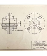 McGill University Flanged Shaft 1965 Mechanical Drawing Print Engineerin... - $29.99