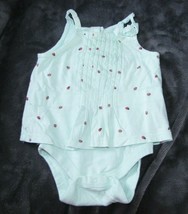 BABY GAP MINT GREEN BABY GIRL LADYBUG COTTON SOFT SUMMER TANK ROMPER OUT... - $11.87