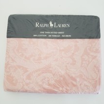 NEW Ralph Lauren Vintage Twin Fitted Sheet PINK AVERY Floral Flower Damask - £37.36 GBP