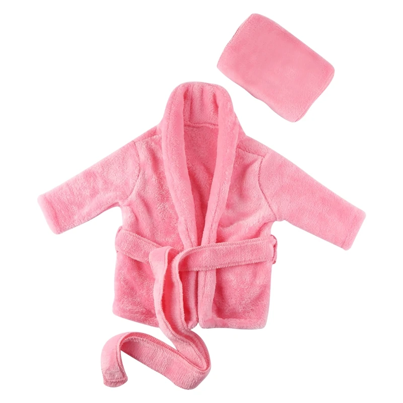 Play H37A Newborn Baby Flannel Robe Bathrobe and Bath Towel Blanket Set Solid Co - £22.98 GBP