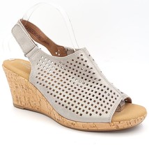 Rockport Women Slingback Wedge Sandals Briah Perf Sling Size US 8.5M Tan Metal - £39.10 GBP