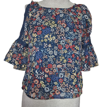 Multicolor Floral Open Shoulder Blouse Size Medium - £19.73 GBP