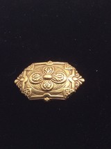 Vintage Victorian Style Brass Stamp Floral Ornate Pin Brooch - £20.75 GBP