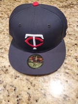 Men&#39;s New Era Navy Minnesota Twins White Logo 59FIFTY Fitted Hat - £26.44 GBP