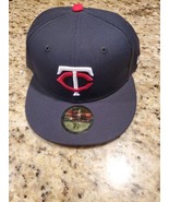 Men&#39;s New Era Navy Minnesota Twins White Logo 59FIFTY Fitted Hat - £26.31 GBP