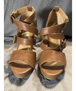Report Jamie Women’s Strappy Platform Heels Sandals Brown Size 8M 4.5” Heel - $537.82 MXN