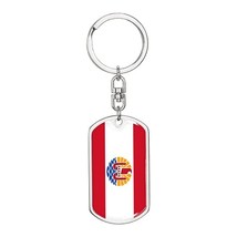 French Polynesia Flag Swivel Keychain Dog Tag Stainless Steel or 18k Gold - £35.57 GBP