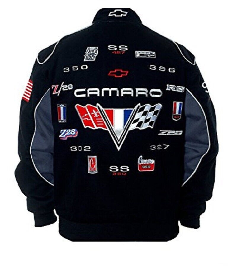 Authentic Camaro Racing Embroidered Cotton Twill Jacket JH Design Black new - $149.99
