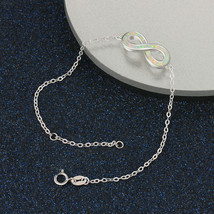 Multi-Color Created Opal Infinity Bracelet / Adjustable 925 Silver Wrist Chain - £78.21 GBP