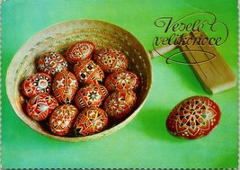 1978 Happy Easter Czechoslovakia Collaged Eggs Stamped Mailed Postcard - £9.68 GBP