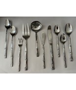 10 pc. mixed lot Bamboo Orleans Silver Stainless Steel Flatware + servin... - £30.25 GBP