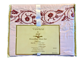 Valencia by EHF Pink Microfiber Full Size Sheet Set Floral Embroidery Detail NEW - £17.10 GBP