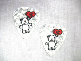 New Teddy Bear W Red Balloon Luv Ya Text Cute Pair Of Guitar Pick Earrings Bears - £5.52 GBP