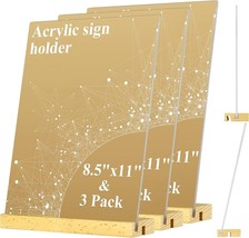 Acrylic Sign Holder 8.5x11 Inch Clear Plastic Stand Sign Holder T &amp; L   ... - £10.59 GBP