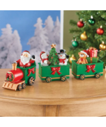Christmas Train Figurine Set Charming 3-Pc Santa Claus Holiday Home Deco... - €23,84 EUR