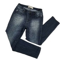 Fashion Bug Jeans Womens Sz 14 Straight Stretch Blue Leopard Mid Rise W33 L29.5 - £14.93 GBP