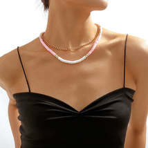 Pink Polymer Clay &amp; 18K Gold-Plated Layered Necklace - £12.04 GBP