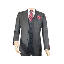 Men Suit BERLUSCONI Turkey 100% Italian Wool Super 180's 3pc Vested #Ber12 Gray image 3