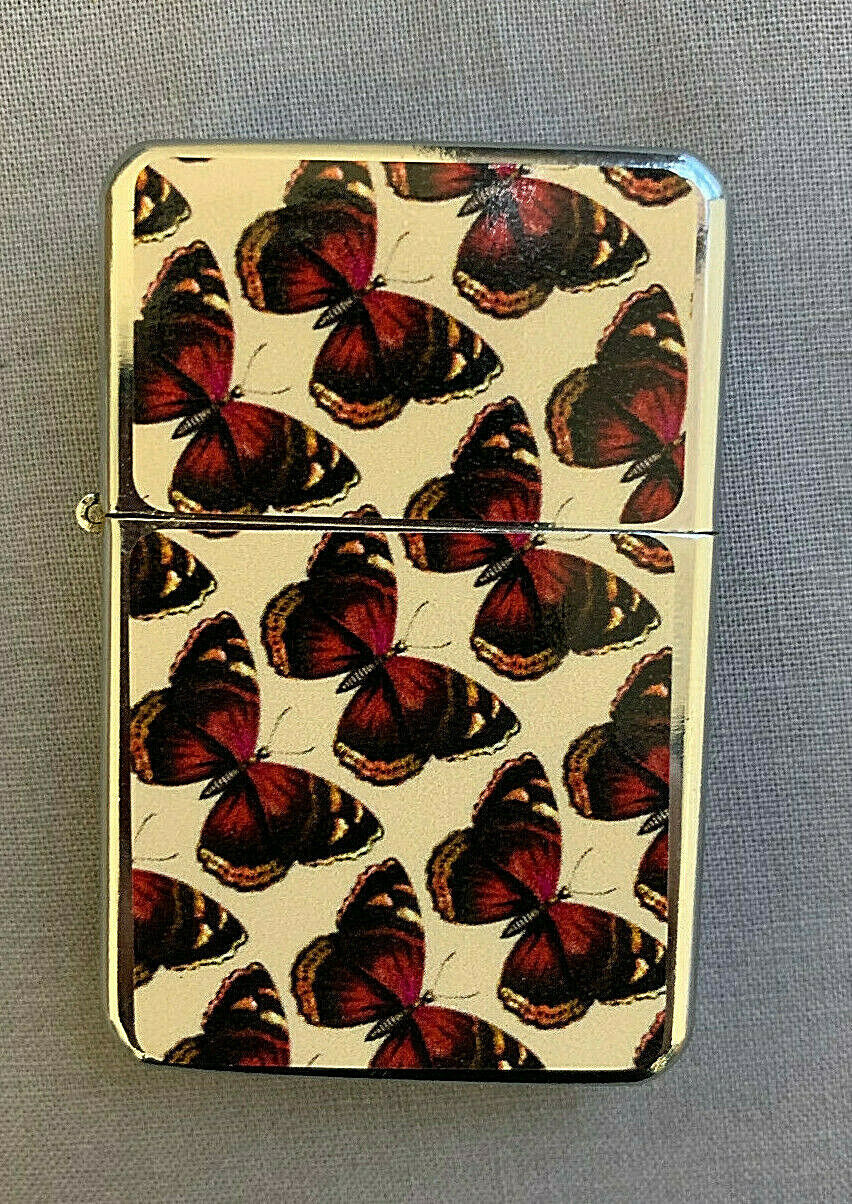 Primary image for Cute Red Butterfly Wallpaper Flip Top Dual Torch Lighter Wind Resistant