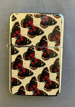Cute Red Butterfly Wallpaper Flip Top Dual Torch Lighter Wind Resistant - £13.16 GBP
