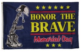 AES 3x5 Honor The Brave Support Troops Memorial Day Holiday Flag 3&#39;x5&#39; Grommets  - £3.92 GBP