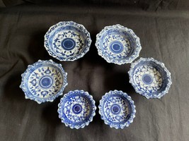 antique set of 6 chinese porcelain blue and white  dishes. - £50.99 GBP