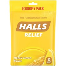 HALLS Relief Honey Lemon Cough Drops, 80 Drops.. - £11.86 GBP