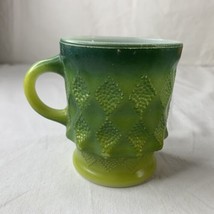 Vintage Fire-King Coffee Cup Mug Kimberly Diamond Green Fade Anchor Hocking - £7.70 GBP