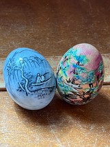 Lot of Asian Hand Painted Wood &amp; Black &amp; White Carved Stone Egg Holiday ... - £8.87 GBP