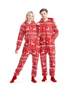 Giggling Getup Women Christmas Pajamas Hooded Nordic Print Red Size L - $528.57 MXN Giggling Getup Women Christmas Pajamas Hooded Nordic Print Red Size L - $528.57 MXN