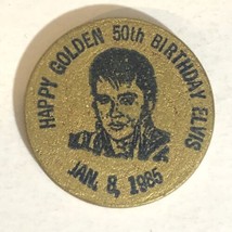 Elvis Presley Wooden Nickel Golden 50th Birthday 1985 Vintage J2 - $7.91