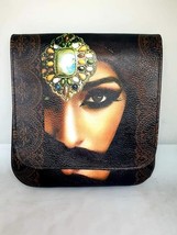 Leather Women Shoulder Bag Beautiful Eyes 3D Printed Colorful Crossbody Art - £49.83 GBP