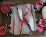 WHITE PINK AEROBIC 58MM URETHANE WHEELS SPORT ROLLER SKATES WOMENS SIZE 7 - $40.49