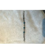 Sterling silver turquoise braided  bracelet cabochon Turkey 925 womens 7... - £50.67 GBP