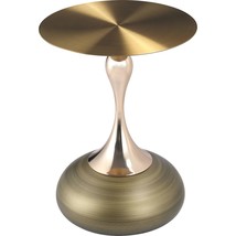 LeisureMod Round Gold Stainless Steel Top Side Table with Pedestal Base ... - $97.02