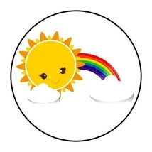 30 Rainbow and Sunshine Envelope Seals Labels Stickers 1.5&quot; Round favors sun - £5.88 GBP