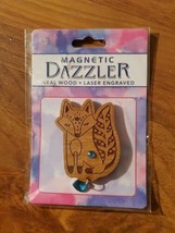 Magnetic DAZZLER Fox Real Wood Laser Engraved 2+” With Blue Heart Dangling. - £7.58 GBP