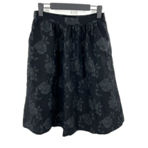 Be In Black Womens Black Floral Knee Length Skirt Front Pocket Size M - $22.80