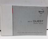 2014 Nissan Quest Owner&#39;s Manual Original [Paperback] Nissan - £27.41 GBP