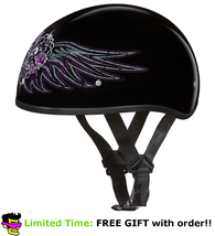 Daytona Black Barbed WIre Heart Skull Cap Slim Motorcycle Helmet (2XS - 2XL) - £81.49 GBP