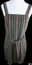 AEROPOSTALE MINI DRESS BELT LINEN BLEND POCKETS STRIPE GREEN/BROWN BACK ... - £14.21 GBP