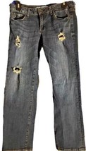 Refuge Blue Distressed Mid Rise Capris Cropped Stretch Jeans Juniors Size 7 - $9.99