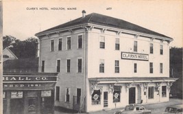 Houlton Maine Clark&#39;s Hotel~Taxi Parked In Front~Photo Postcard 50s - £5.61 GBP