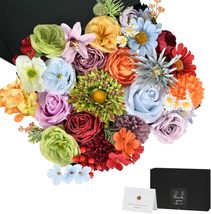 Artificial Flowers Combo Box, Fake Silk Foam Flower Mix with Wire, 30-40 Pieces - £17.22 GBP