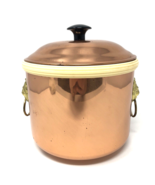 Copper Ice Bucket W/Brass Lion Head Handles VTG Coppercraft Guild Taunto... - £14.25 GBP