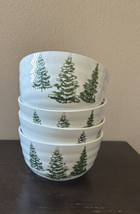 Maxcera 4 Salad Bowls Ceramic Round Evergreen Christmas Trees New - £47.01 GBP